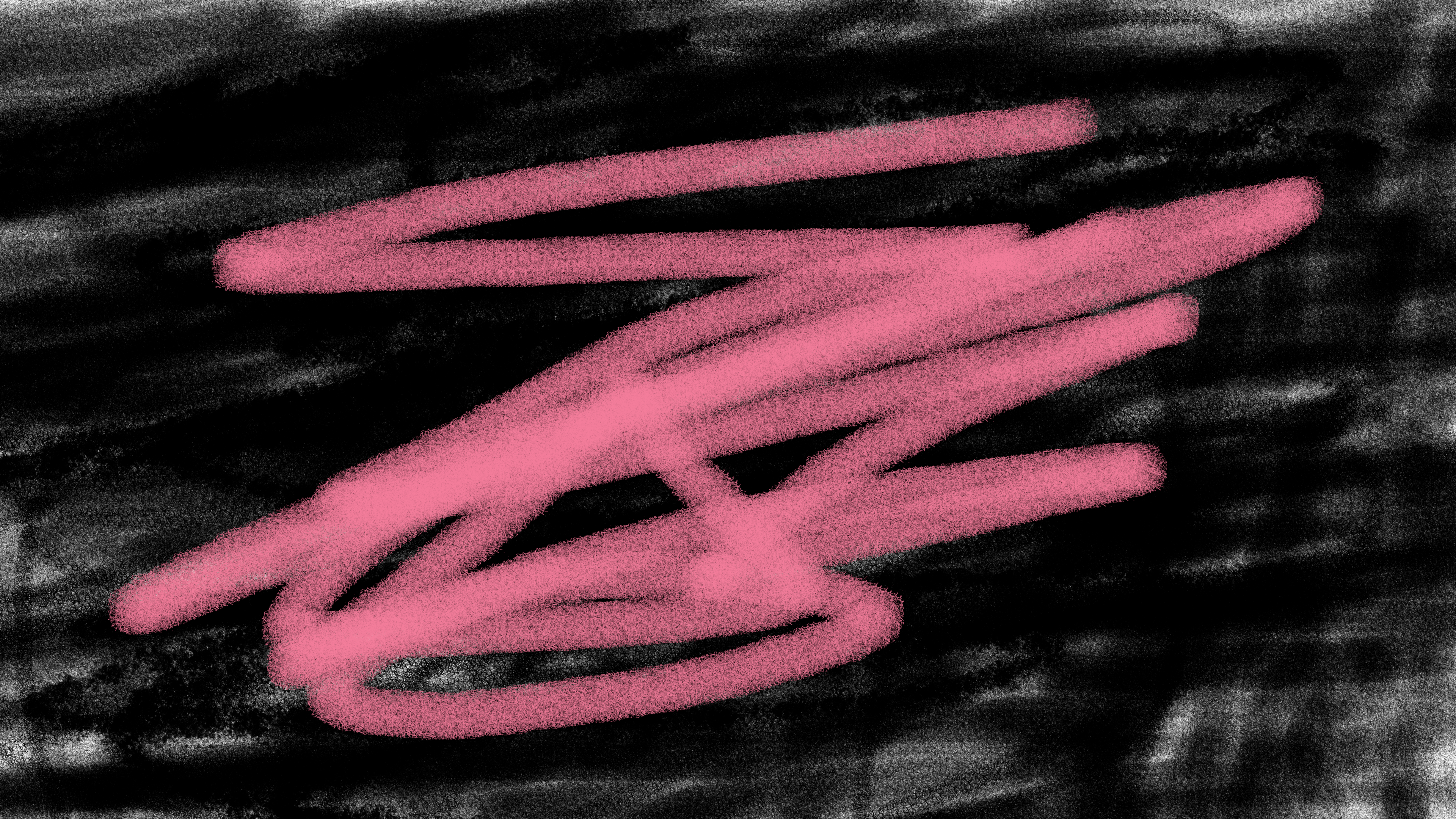 A spray painted black background, with a spray painted purple blob in the centre.